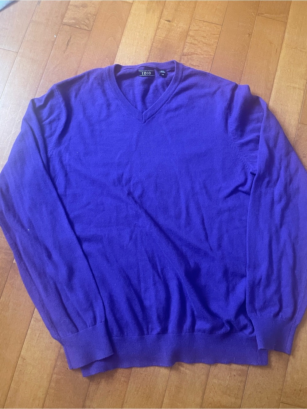 Izod V-Neck Sweater in Vibrant Purple